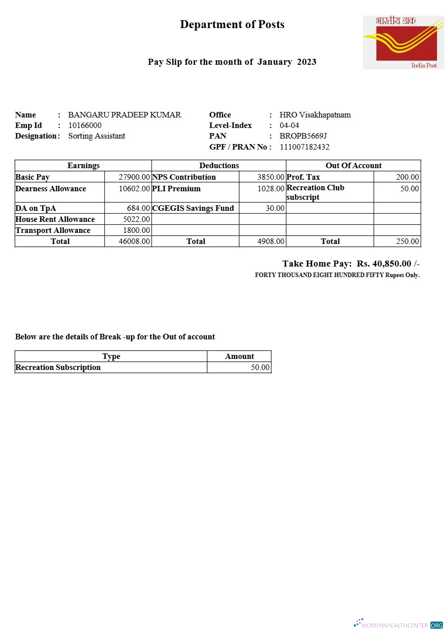Download India Post payslip template in Word and PDF formats.pdf, 1 Photoshop template
